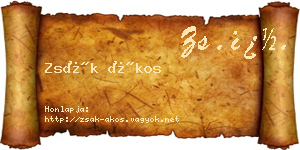 Zsák Ákos névjegykártya